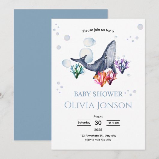 Ocean Theme Baby Shower Invite Einladung (Vorne/Hinten)