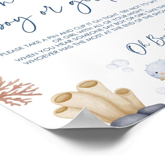 Ocean Theme Baby Showgames Zeichen Poster (Ecke)