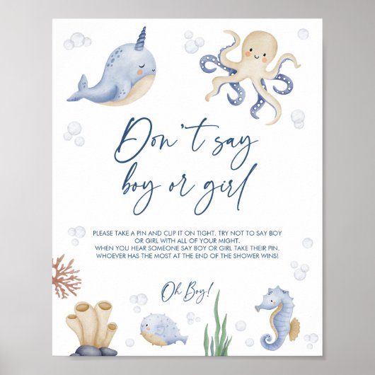Ocean Theme Baby Showgames Zeichen Poster (Vorne)