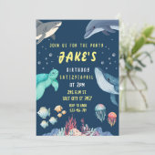 Ocean Theme Birthday Einladungskarte Einladung (Stehend Vorderseite)