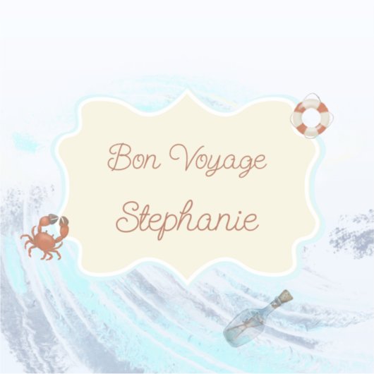 Ocean Theme Bon Voyage Personalized with Name Aufkleber (Vorderseite)