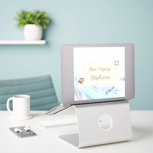 Ocean Theme Bon Voyage Personalized with Name Aufkleber (Laptop auf Schreibtisch)