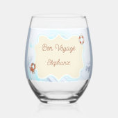 Ocean Theme Bon Voyage Personalized with Name Weinglas Ohne Stiel (Vorderseite)