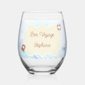 Ocean Theme Bon Voyage Personalized with Name Weinglas Ohne Stiel (Rückseite)