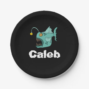 Ocean Theme Boys Birthday Anglerfish Black Pappteller