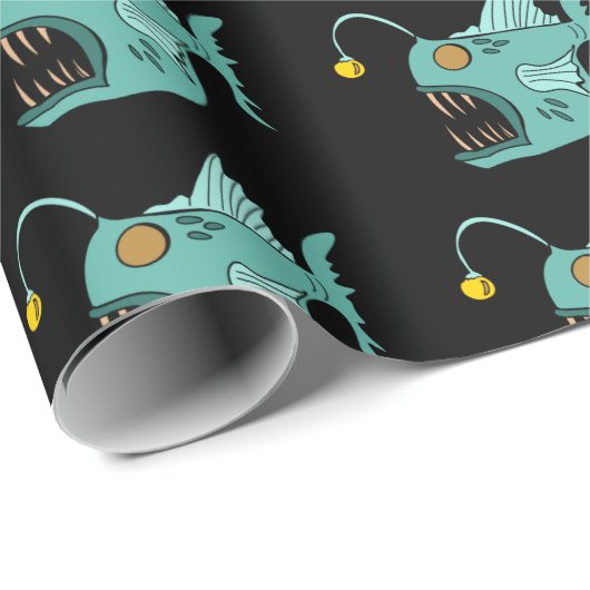 Ocean Theme Boys Birthday Anglerfish Geschenkpapier (Rolleneckpunkt)