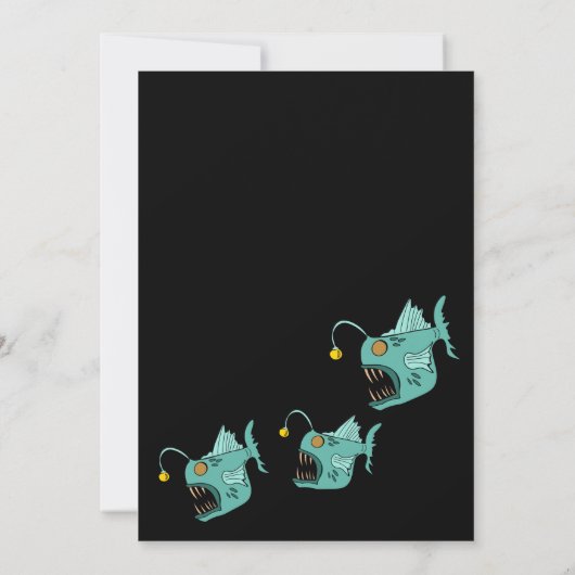 Ocean Theme Boys Birthday Anglerfish O-fish-al Inv Einladung (Rückseite)