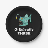 Ocean Theme Boys Birthday Anglerfish Pappteller (Vorderseite)
