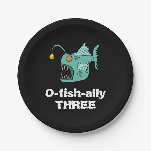 Ocean Theme Boys Birthday Anglerfish Pappteller (Vorderseite)