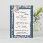 Ocean Theme Navy Blue Polterabend Einladung (Stehend Vorderseite)