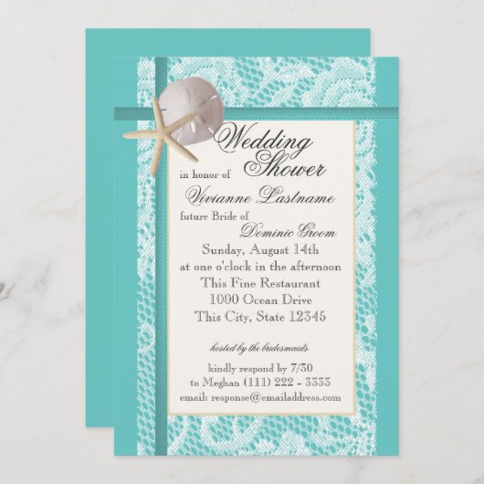 Ocean Theme Polterabend Einladung (Vorne/Hinten)