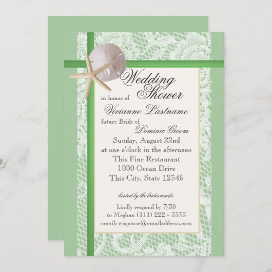 Ocean Theme Polterabend Minze Green Einladung (Vorne/Hinten)