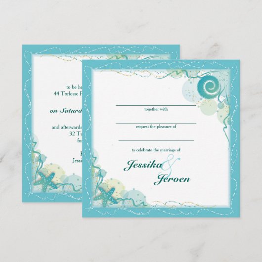 Ocean Theme Wedding invitation Einladung (Vorne/Hinten)