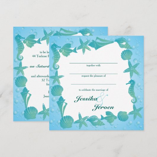 Ocean Theme Wedding invitation Einladung (Vorne/Hinten)