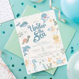 Ocean Themed 6. Geburtstag Einladung. Kinder im Me Einladung