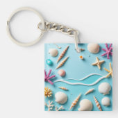 Ocean-Themed Keychain – Sea Life Design with Shell Schlüsselanhänger (Vorderseite)