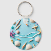 Ocean-Themed Keychain – Sea Life Design with Shell Schlüsselanhänger (Vorderseite)
