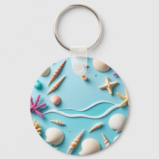 Ocean-Themed Keychain – Sea Life Design with Shell Schlüsselanhänger (Vorderseite)
