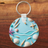 Ocean-Themed Keychain – Sea Life Design with Shell Schlüsselanhänger (Vorderseite)