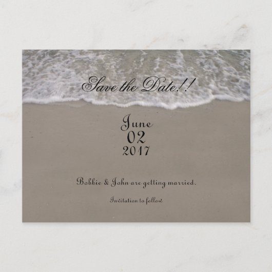 Ocean Tide Save the Date Ankündigungspostkarte (Vorderseite)