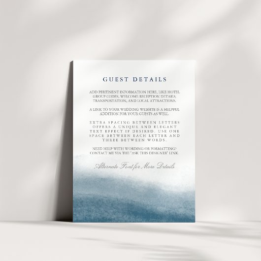 Ocean Tides Wedding Guest Information Begleitkarte