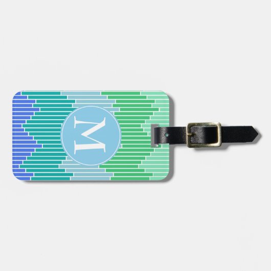 Ocean Tiles Geometric Muster Mit Monogramm Gepäckanhänger (Vorderseite horizontal)