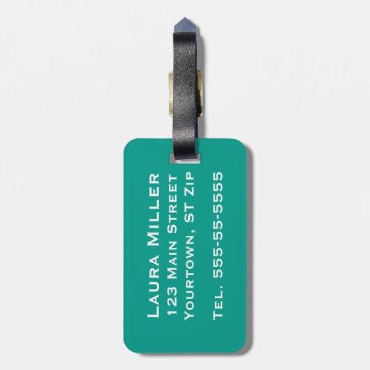 Ocean Tiles Geometric Muster Mit Monogramm Gepäckanhänger (Rückseite vertikal)