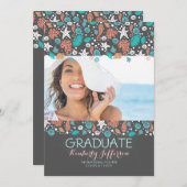 Ocean Treasures Beach Foto Graduation Party Einladung (Vorne/Hinten)
