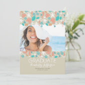 Ocean Treasures Beach Foto Graduation Party Einladung (Stehend Vorderseite)