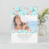 Ocean Treasures White Beach Foto Graduation Party Einladung (Stehend Vorderseite)