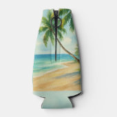 Ocean Tropical Beach Island Summer Wedding Flaschenkühler (Rückseite)