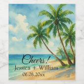 Ocean Tropical Beach Island Summer Wedding Weinetikett (Einzelnes Label)