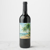 Ocean Tropical Beach Island Summer Wedding Weinetikett (Vorderseite)