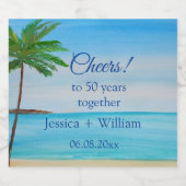 Ocean Tropical Golden 50. Hochzeitstag Schaumweinetikett (Einzelnes Label)