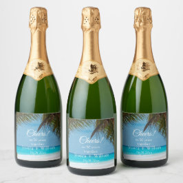 Ocean Tropical Golden 50. Hochzeitstag Schaumweinetikett