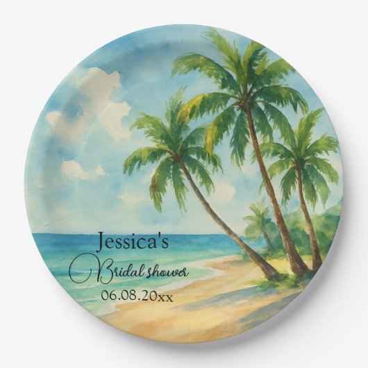 Ocean Tropical Island Beach Brautparty Pappteller (Vorderseite)