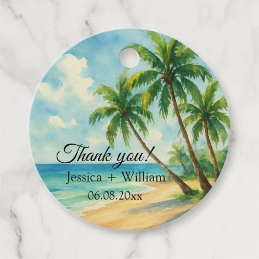 Ocean Tropical Island Beach Hochzeit Vielen Dank Geschenkanhänger (Vorderseite)