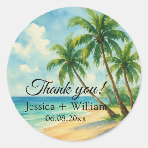 Ocean Tropical Island Beach Hochzeit Vielen Dank Runder Aufkleber