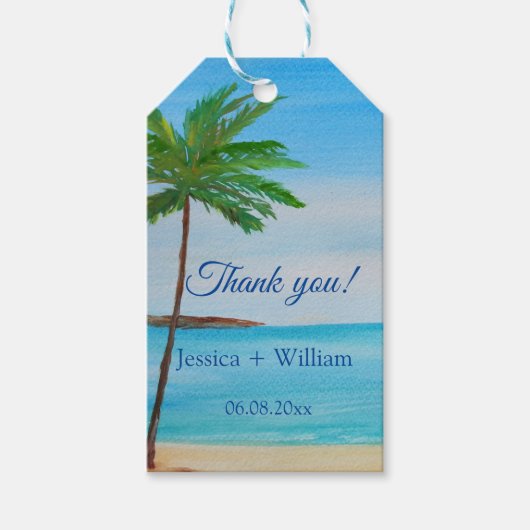 Ocean Tropical Wedding Jubiläum Danke Geschenkanhänger (Vorderseite)