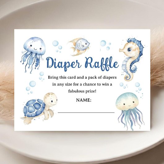 Ocean Under The Sea Baby Shower Boy Diaper Raffle Begleitkarte
