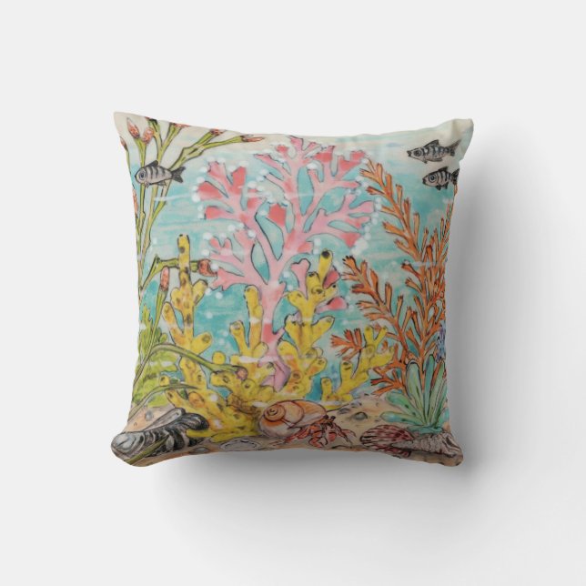 Ocean Undersea Hermit Crab Fish Beach House  Kissen (Vorderseite)