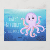 Ocean Underwater Niedlich Octopus Happy Birthday Postkarte (Vorderseite)