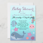 Ocean Underwater Sea Animal Beach Girl Babydusche Einladung (Vorderseite)