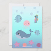 Ocean Underwater Sea Animal Beach Girl Babydusche Einladung (Rückseite)