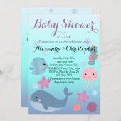 Ocean Underwater Sea Animal Beach Girl Babydusche Einladung (Vorne/Hinten)
