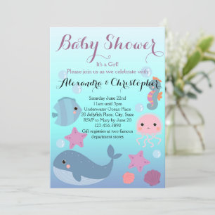 Ocean Underwater Sea Animal Beach Girl Babydusche Einladung