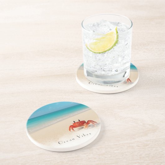 Ocean Vibes - Anpassbare Sandsteinkrebse Getränkeuntersetzer (Seite)