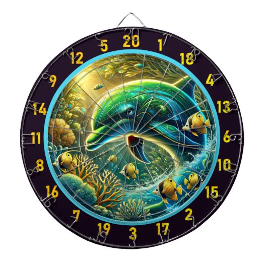 Ocean Vibes Dolphin Dartboard Charm Dartscheibe (vorne)