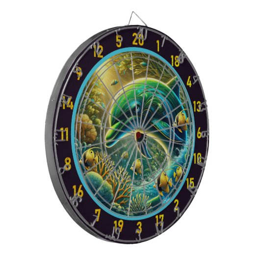 Ocean Vibes Dolphin Dartboard Charm Dartscheibe (Vorderseite Links)