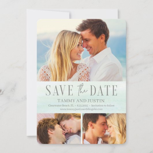 Ocean Vibes Save the Date Card Dankeskarte (Vorderseite)